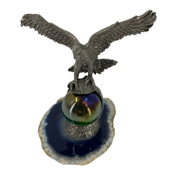 Small American Eagle Figure Metal on Moving Ball Bearing Marble Patriotic 0258 - Picture 1 of 7